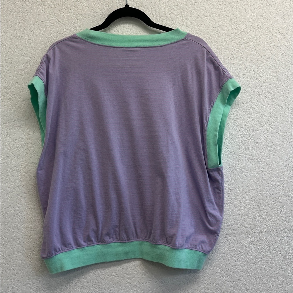 Teddy Fresh purple and green cap sleeve boxy crop top - Picture 5 of 6